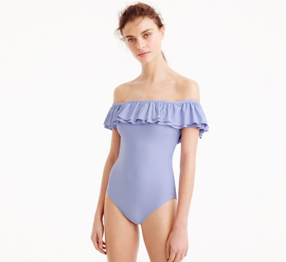 Off-the-shoulder one piece suit - J.Crew - Swimsuits Perfect for Breast Feeding Moms - Mama Bird Box - Gifts for Pregnant and New Moms