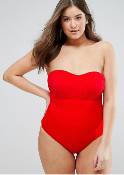 Ruched Bandeau Suit - Asos - - Swimsuits Perfect for Breast Feeding Moms - Mama Bird Box - Gifts for Pregnant and New Moms